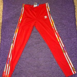 Orange girls adidas leggings